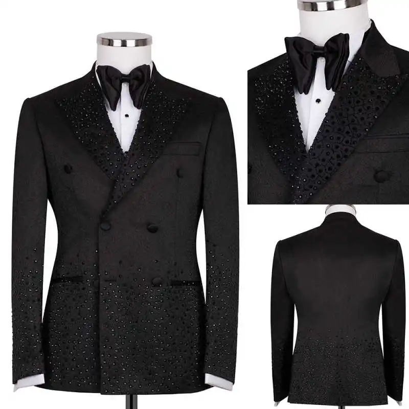 Luxurious Jacquard Men Suits Double Breasted Peaked Lapel Jacket Blazers Crystals 2 Pieces Dinner Party Customized
Luxurious Jacquard Men Suits Double Breasted Peaked Lapel Jacket Blazers Crystals 2 Pieces Dinner Party Customized