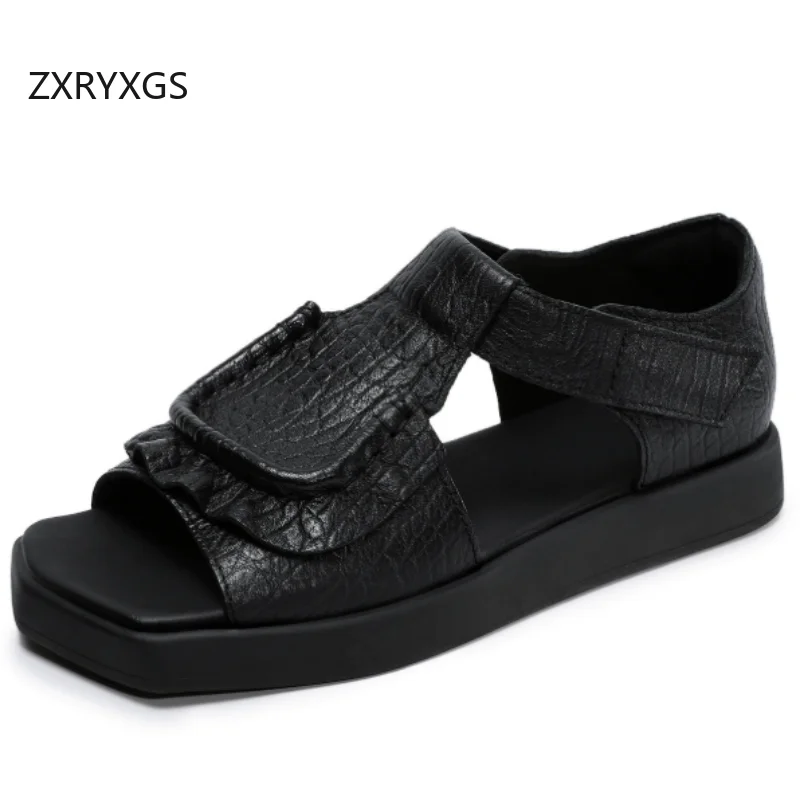 ZXRYXGS 2026 New Summer Fish Mouth Premium Genuine Leather Sandals Women's High End Retro Roman Sandals Fashion Flat Sandals
ZXRYXGS 2026 New Summer Fish Mouth Premium Genuine Leather Sandals Women's High End Retro Roman Sandals Fashion Flat Sandals