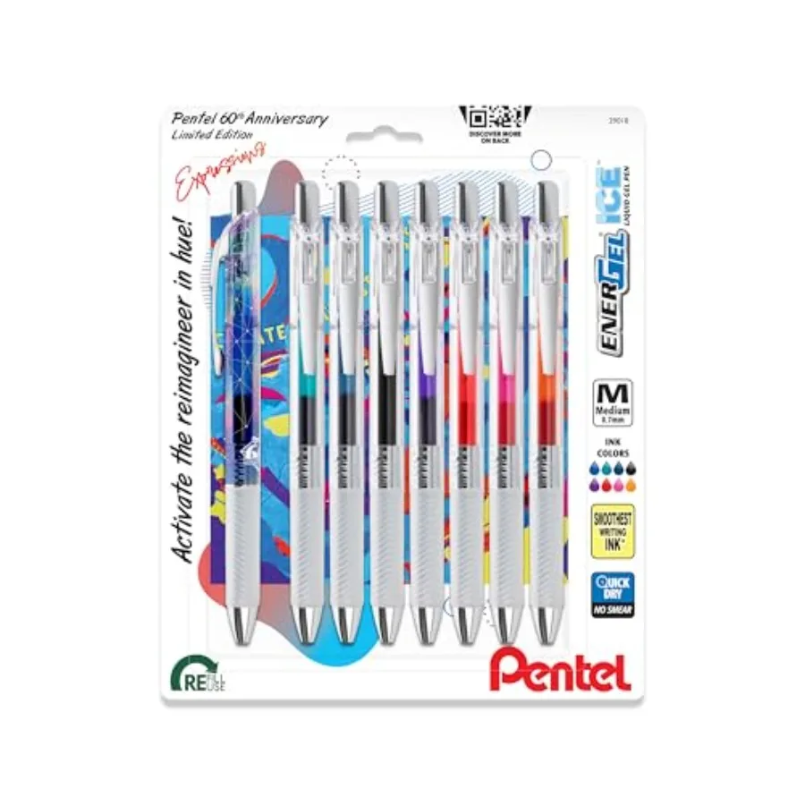 EnerGel Expressions, 60th Anniversary Limited Edition Pack, ICE Liquid Gel Pens, 0.7mm Medium Line, Assorted Ink Colors, Pack o
EnerGel Expressions, 60th Anniversary Limited Edition Pack, ICE Liquid Gel Pens, 0.7mm Medium Line, Assorted Ink Colors, Pack o