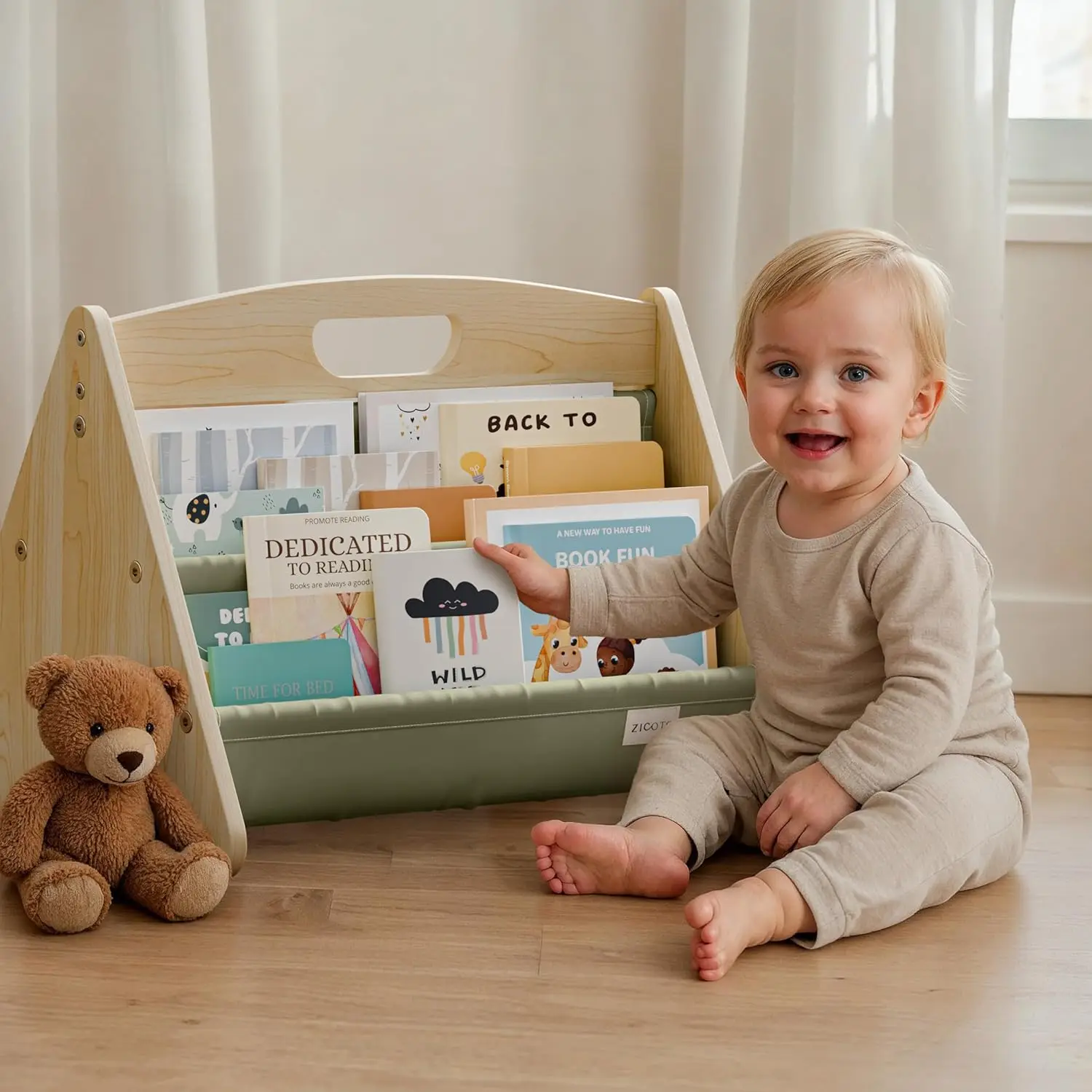 Decorative Wooden Bookshelf with Handle for Kids - Keeps Books Organized & Within Reach for Toddlers - Easy Install Montessori Shelf for Baby's Bedroom
Decorative Wooden Bookshelf with Handle for Kids - Keeps Books Organized & Within Reach for Toddlers - Easy Install Montessori Shelf for Baby's Bedroom