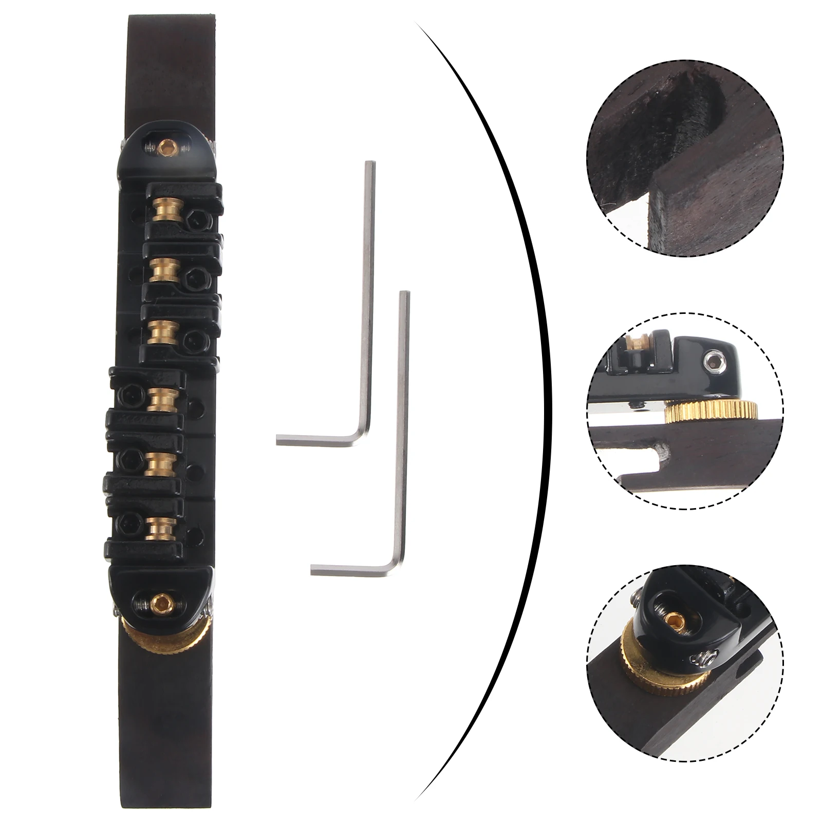 Jazz Guitar Bridge Black Rosewood Self Adjusting Base Adjustable Gold Roller Saddles Replacement Bridge Tailpiece Guitar
Jazz Guitar Bridge Black Rosewood Self Adjusting Base Adjustable Gold Roller Saddles Replacement Bridge Tailpiece Guitar