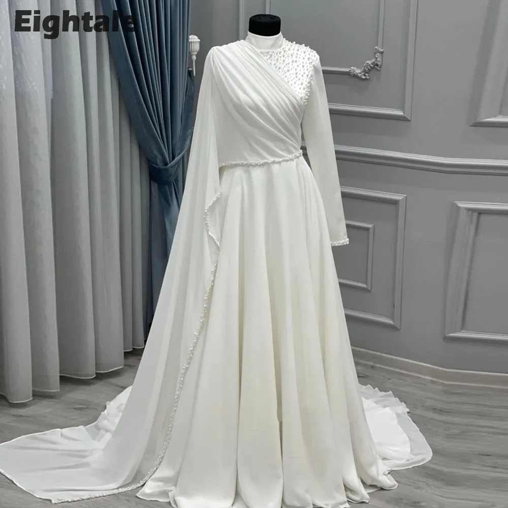 Eightale Arabic Wedding Dress High Neck Beaded Long Sleeves Customized A-Line Chiffon Muslim Bridal Gown Vestido De Noiva
Eightale Arabic Wedding Dress High Neck Beaded Long Sleeves Customized A-Line Chiffon Muslim Bridal Gown Vestido De Noiva