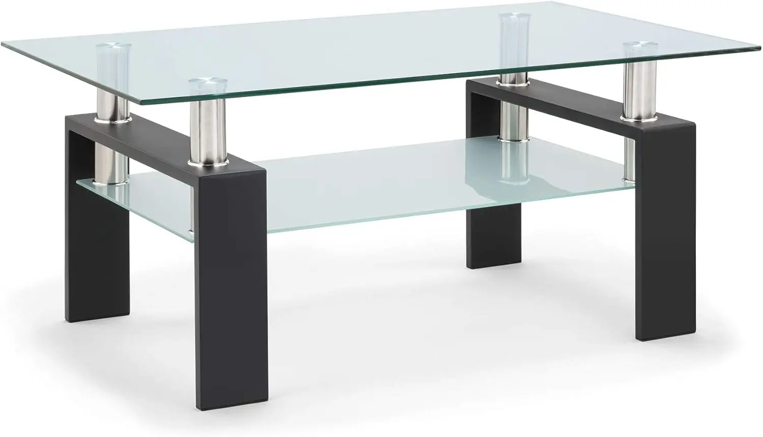Glass Coffee Table for Living Room with 2 Tiers Size 39.4" x 23.7" (W x D) Black
Glass Coffee Table for Living Room with 2 Tiers Size 39.4" x 23.7" (W x D) Black