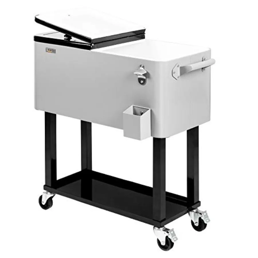 80 Quart Rolling Ice Chest Portable Patio Party Bar Drink Cooler Cart with Shelf Beverage Pool with Bottle Opener
80 Quart Rolling Ice Chest Portable Patio Party Bar Drink Cooler Cart with Shelf Beverage Pool with Bottle Opener