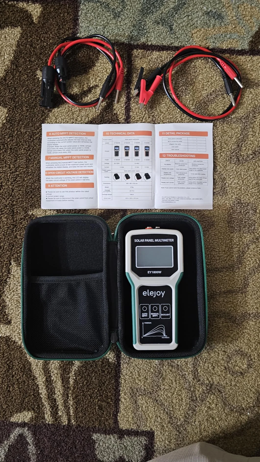 HoldPeak Solar MPPT Analyzer 20-120V 0-60A 1800W PV Diagnostic Tool for System Fault Finding & Performance Test with LCD
HoldPeak Solar MPPT Analyzer 20-120V 0-60A 1800W PV Diagnostic Tool for System Fault Finding & Performance Test with LCD