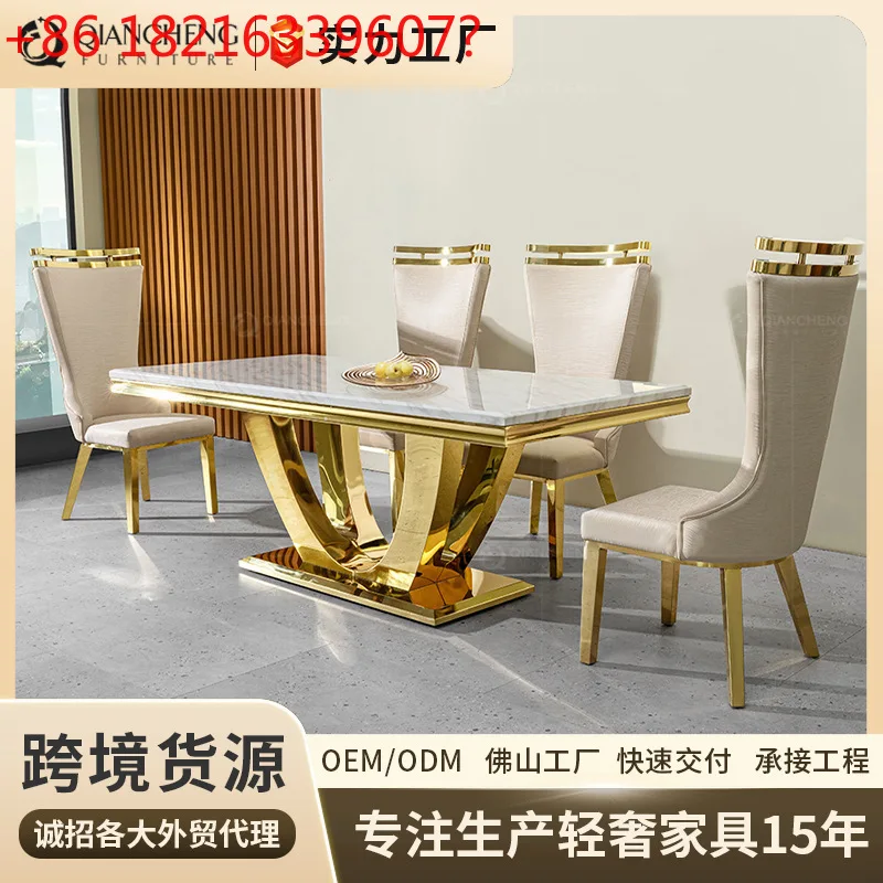 Light luxury rectangular marble dining table luxury restaurant table table set
Light luxury rectangular marble dining table luxury restaurant table table set