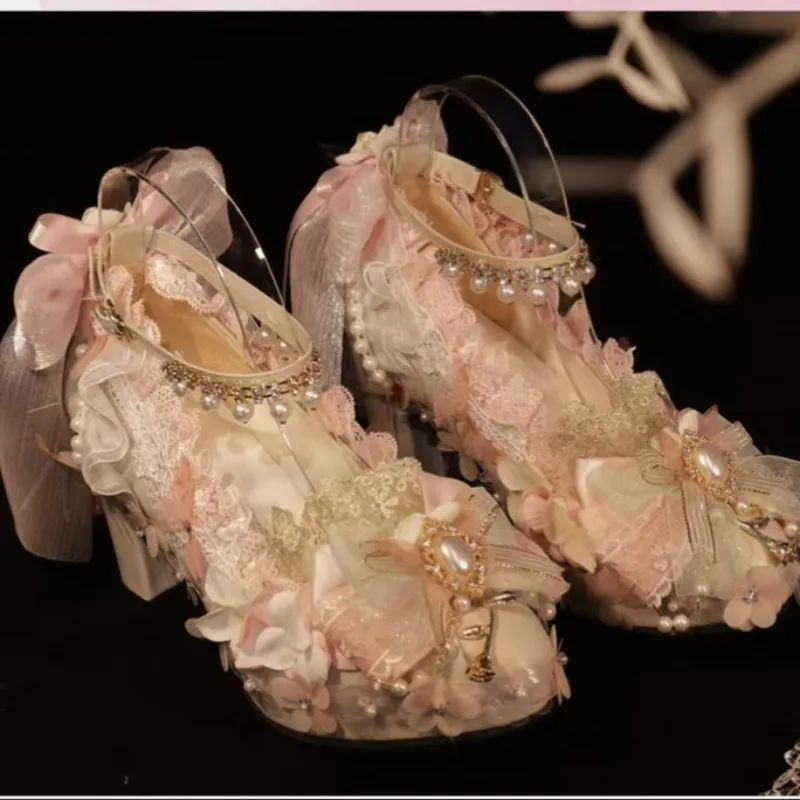 Original Handmade Romantic Sweet Elegant Lolita Shoes French Pink Heels Princess Dress Pumps Women Kawaii Wedding Shoes Bride
Original Handmade Romantic Sweet Elegant Lolita Shoes French Pink Heels Princess Dress Pumps Women Kawaii Wedding Shoes Bride