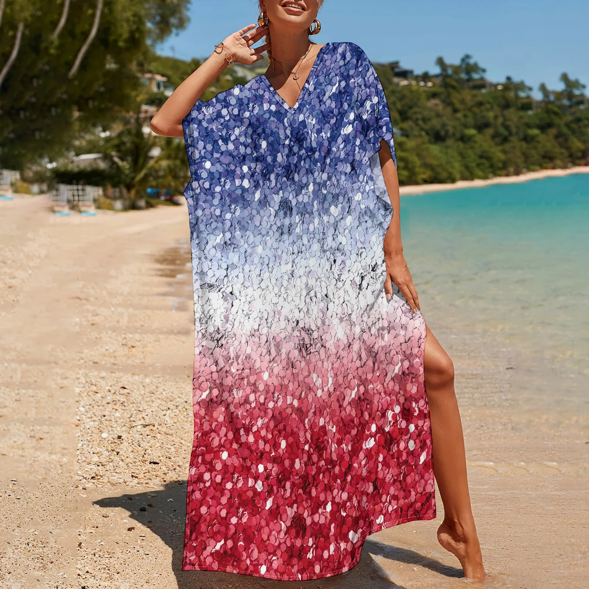 Nupusa Glitter Ombre Print Summer Kaftan Dress for Women V Neck Short Sleeve Casual Split Maxi Dress
Nupusa Glitter Ombre Print Summer Kaftan Dress for Women V Neck Short Sleeve Casual Split Maxi Dress