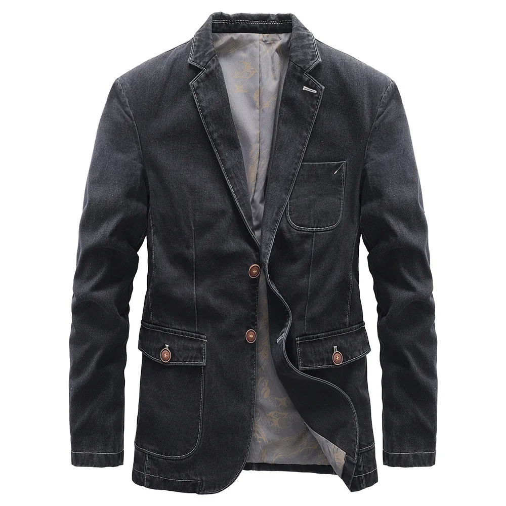 Spring Autumn Retro Denim Jacket Men Casual Blazer Loose Baggy Business Office Suit Coat Clothing
Spring Autumn Retro Denim Jacket Men Casual Blazer Loose Baggy Business Office Suit Coat Clothing