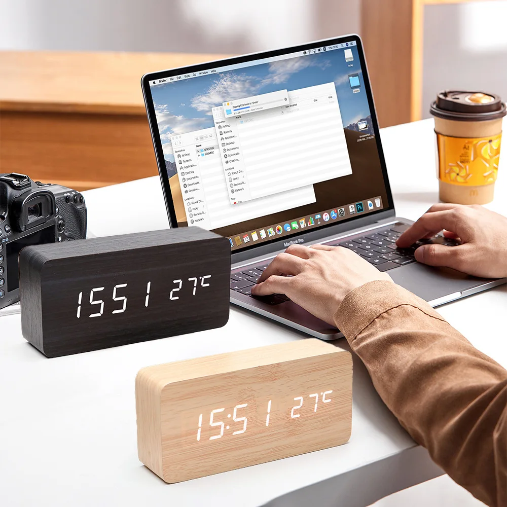 Wooden Clock Silent Voice-activated LED Alarm Clock Wooden Clock Student Desktop Learning Electronic Wholesale
Wooden Clock Silent Voice-activated LED Alarm Clock Wooden Clock Student Desktop Learning Electronic Wholesale