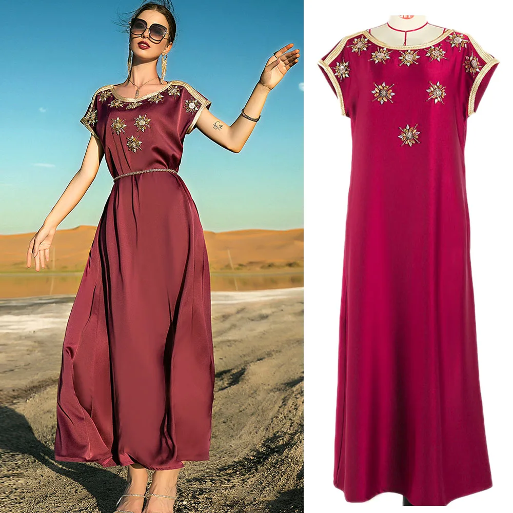 Moroccan Muslim Abaya Arab Women Long Dress Summer Short Sleeve Islam Jalabiya Ramadan Kaftan Rhinestone Party Gown Eid Mubarak
Moroccan Muslim Abaya Arab Women Long Dress Summer Short Sleeve Islam Jalabiya Ramadan Kaftan Rhinestone Party Gown Eid Mubarak