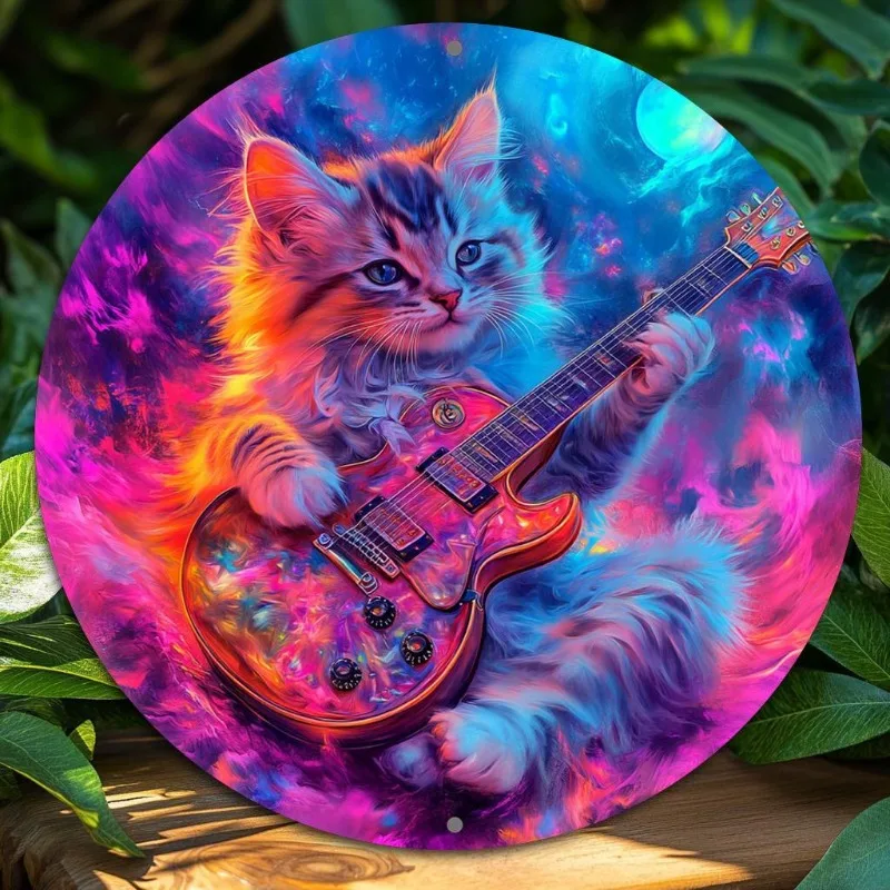 Whimsy Alley Cat Guitarist Metal Sign, Round Aluminum Wall Art, Home, Office, Bar, and Party Decor, Ideal Valentine'S Day Gift
Whimsy Alley Cat Guitarist Metal Sign, Round Aluminum Wall Art, Home, Office, Bar, and Party Decor, Ideal Valentine'S Day Gift