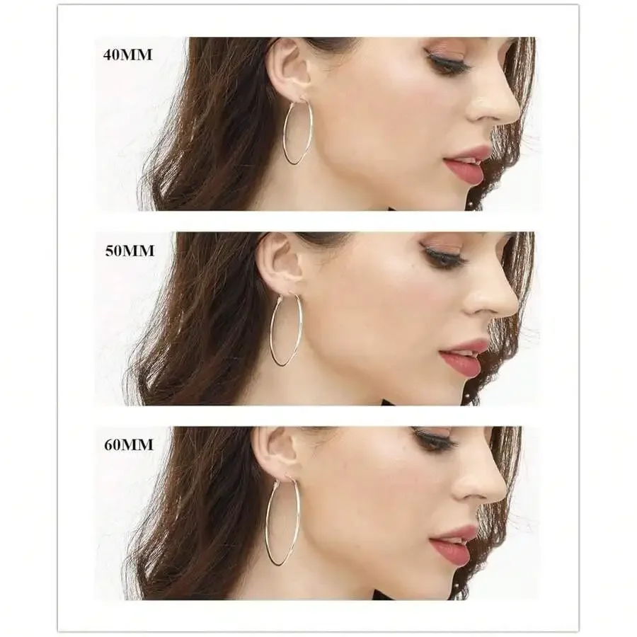 3 Pairs Big Hoop Earrings Set For Women 40mm 50mm 60mm
3 Pairs Big Hoop Earrings Set For Women 40mm 50mm 60mm