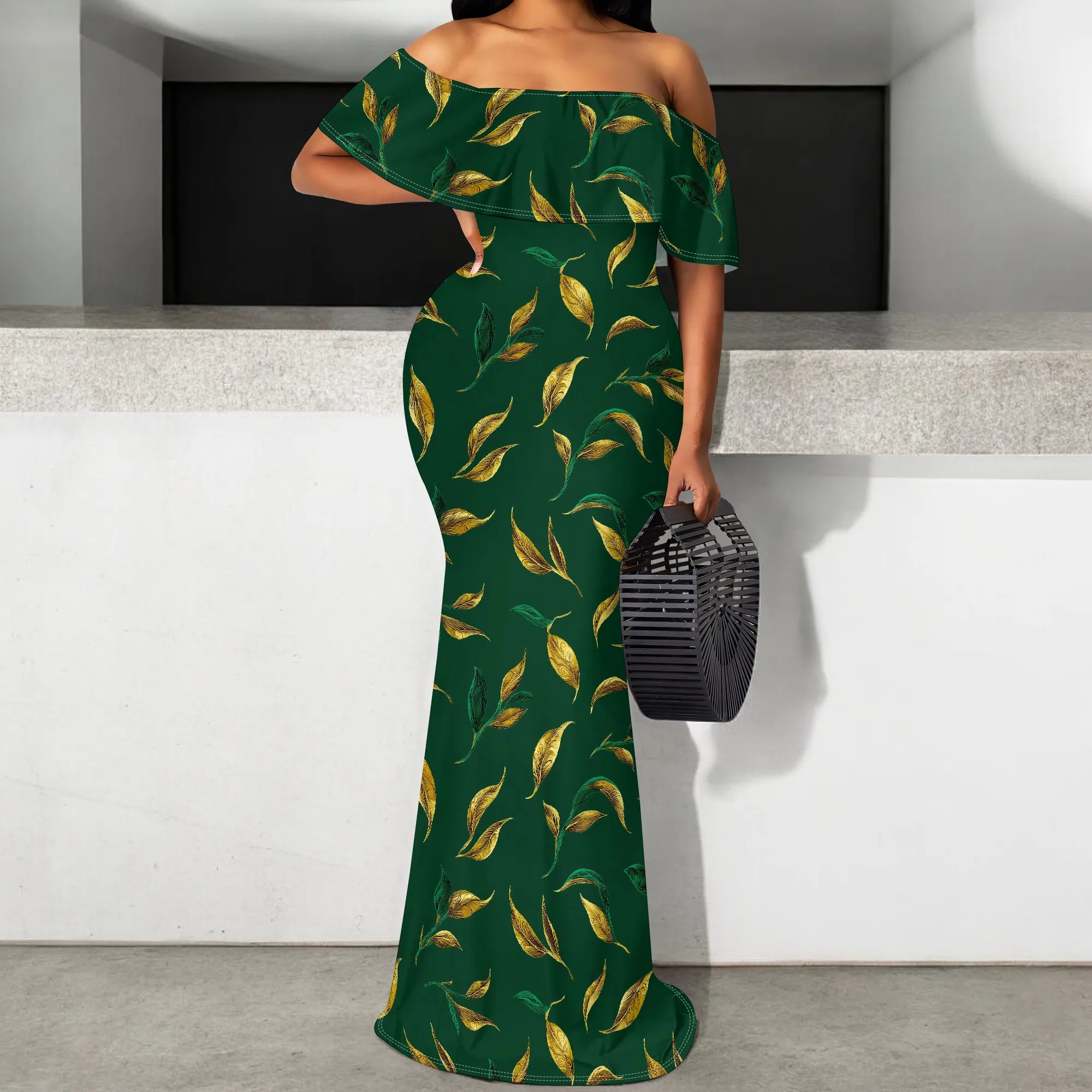 African Leaf Print Mermaid Dress Women Off Shoulder Green Elegant Bodycon Evening Maxi Dress
African Leaf Print Mermaid Dress Women Off Shoulder Green Elegant Bodycon Evening Maxi Dress