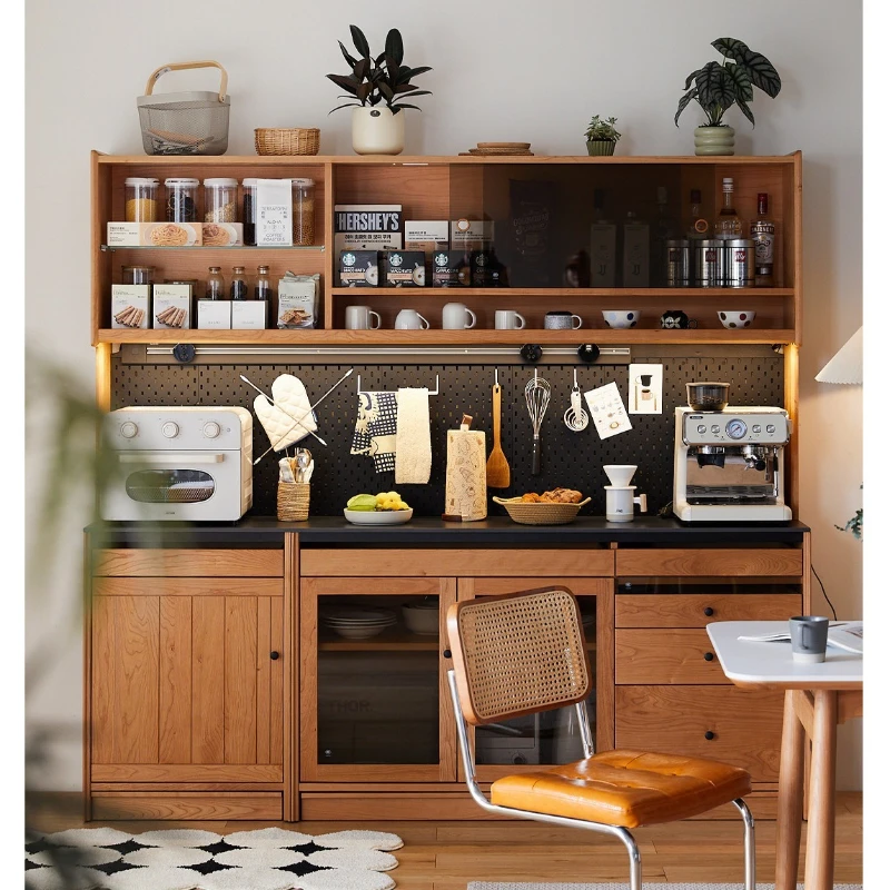 Solid wood dining side cabinet Japanese-style cherry wood high cabinet rock slab integrated against the wall hole
Solid wood dining side cabinet Japanese-style cherry wood high cabinet rock slab integrated against the wall hole