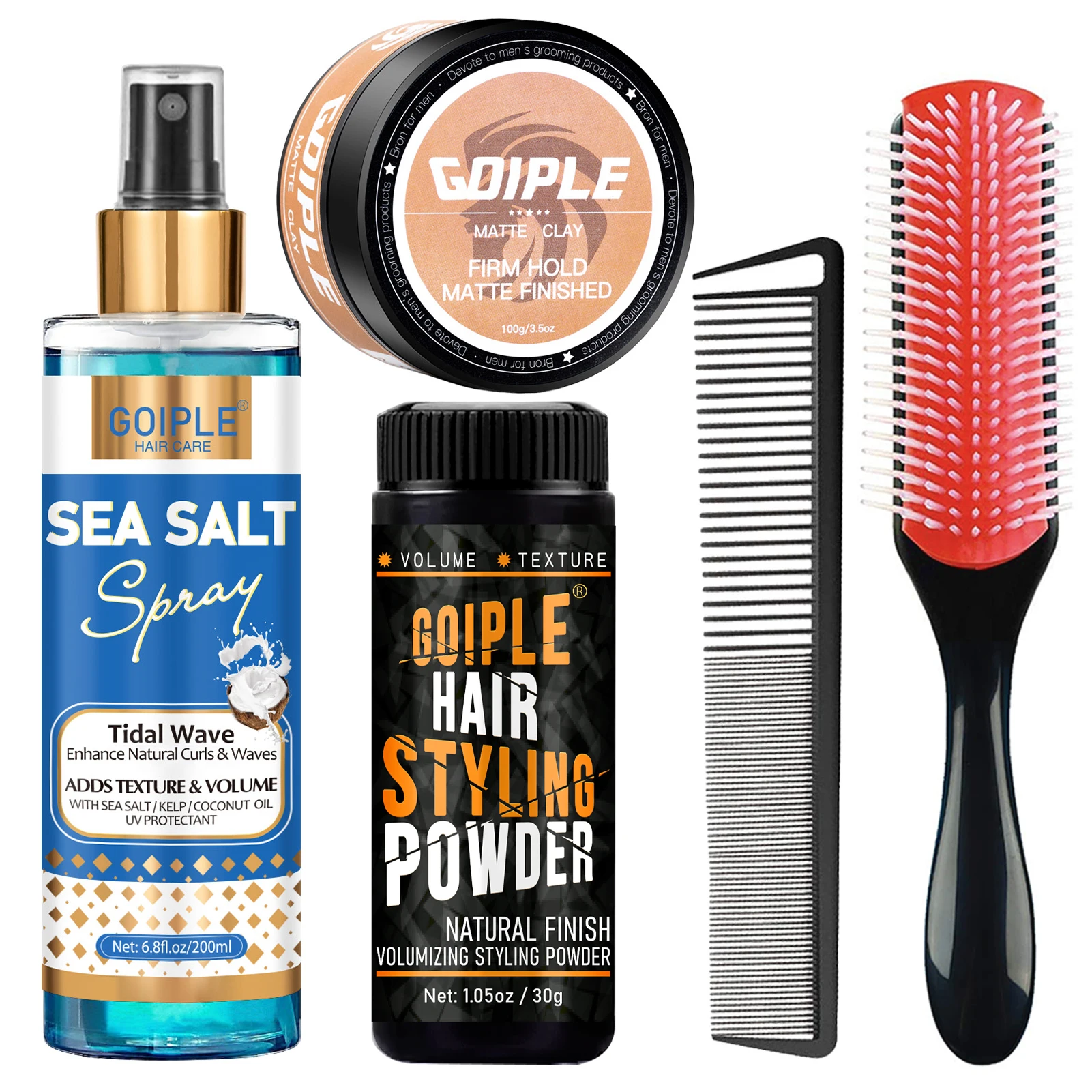 GOIPLE Hair Styling Kit Sea Salt Spray Beach-inspired Texture Moisturizing & Long-lasting with Matte Clay, Styling Powder, Tools
GOIPLE Hair Styling Kit Sea Salt Spray Beach-inspired Texture Moisturizing & Long-lasting with Matte Clay, Styling Powder, Tools