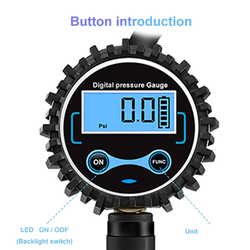 Digital Tire Pressure Inflator Gauge Tire Pressure Gauge Air Line Clip-Ontyre Pump
Digital Tire Pressure Inflator Gauge Tire Pressure Gauge Air Line Clip-Ontyre Pump