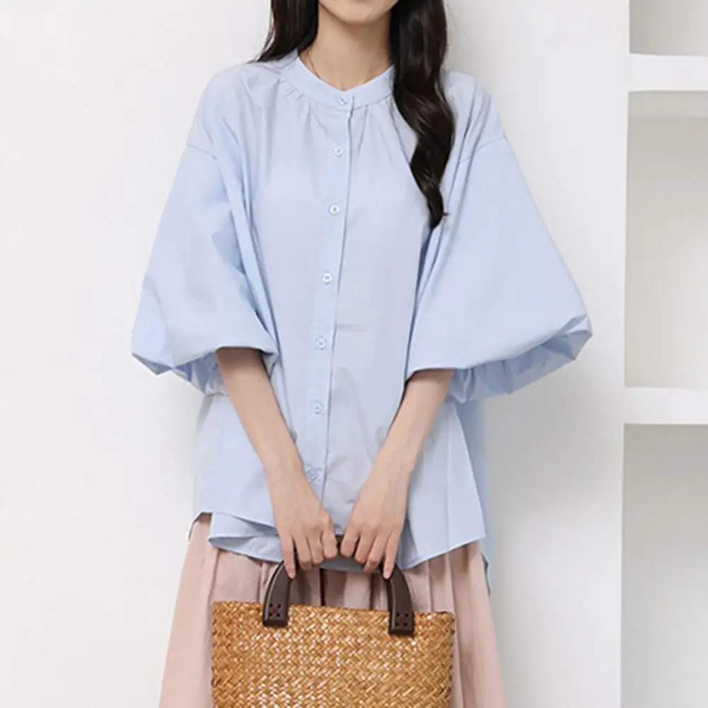 Puff Sleeve Top Round Neck Solid Color Shirt Stylish Women's Round Neck Puff Sleeve Blouse for Work Leisure Casual Loose Fit Top
Puff Sleeve Top Round Neck Solid Color Shirt Stylish Women's Round Neck Puff Sleeve Blouse for Work Leisure Casual Loose Fit Top