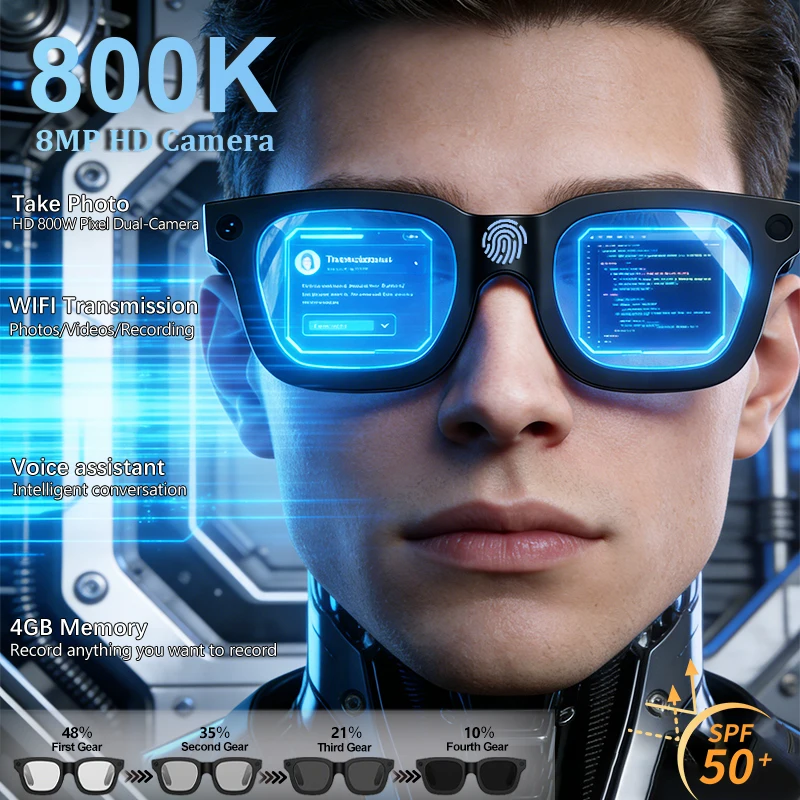 Smart AI Translation Glasses 800W HD Camera GPT Bluetooth Voice Assistant Video Music Player Photochromic Lenses Smart Glasses
Smart AI Translation Glasses 800W HD Camera GPT Bluetooth Voice Assistant Video Music Player Photochromic Lenses Smart Glasses