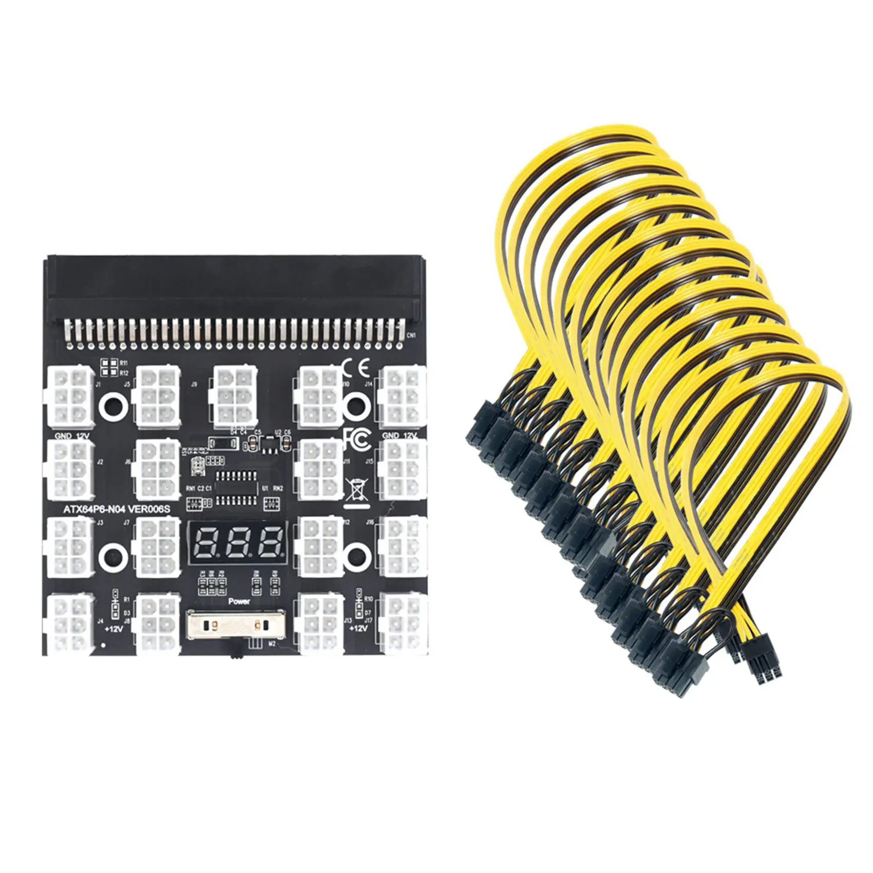 Breakout Board 17 Port 6Pin LED Display Power Module Server Card 6Pin to 8Pin Cable for HP 1200W 750W PSU GPU BTC Mining
Breakout Board 17 Port 6Pin LED Display Power Module Server Card 6Pin to 8Pin Cable for HP 1200W 750W PSU GPU BTC Mining