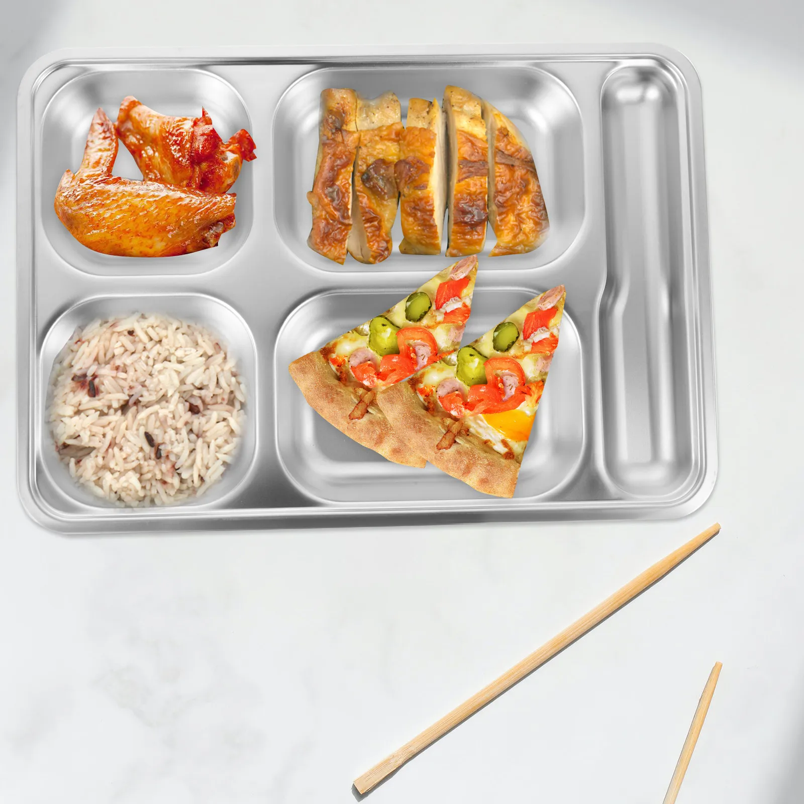 Stainless Steel Divided Plate Deepened Four Compartment Tray Spoon Slot Camping Picnic Lunch Food Storage Tray
Stainless Steel Divided Plate Deepened Four Compartment Tray Spoon Slot Camping Picnic Lunch Food Storage Tray