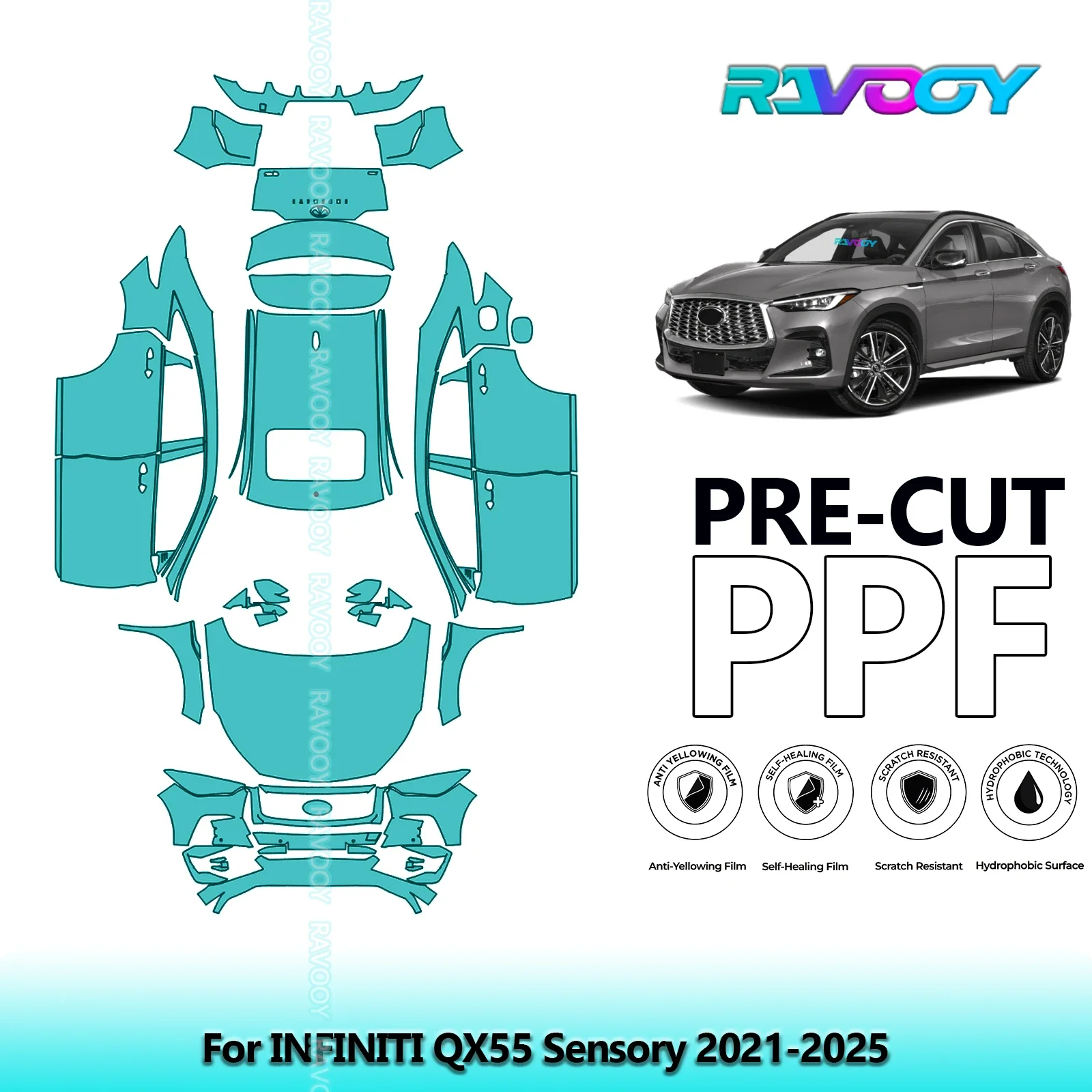 8.5Mil Precut PPF Paint Protection Film Full Vehicle For INFINITI QX55 Sensory 2021-2025
8.5Mil Precut PPF Paint Protection Film Full Vehicle For INFINITI QX55 Sensory 2021-2025