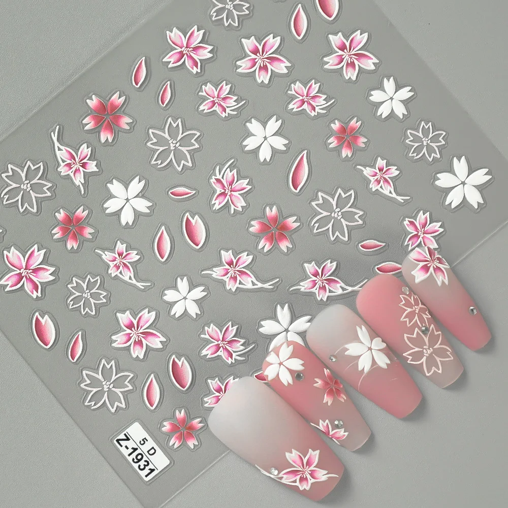 Spring Peach Blossom Nail Sticker 3D Floral Sakura Nail Decals for DIY Manicure Decoration
Spring Peach Blossom Nail Sticker 3D Floral Sakura Nail Decals for DIY Manicure Decoration