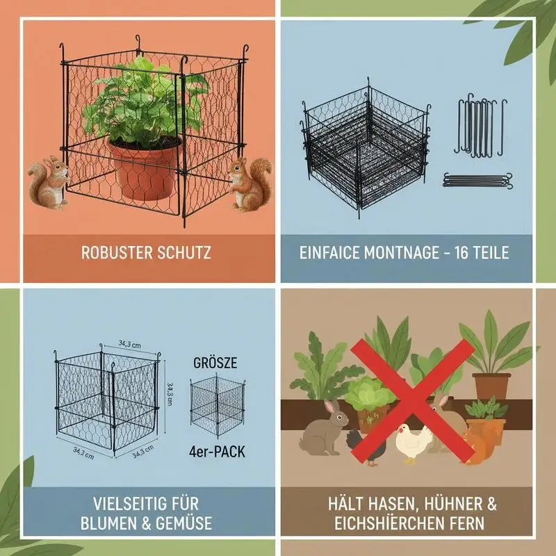 4 Pack Garden Mesh Guards 13.4'' x 13.4'' For Backyard Garden Vegetable Patch Flower Bed, Wire Netting Enclosures Metal Grid
4 Pack Garden Mesh Guards 13.4'' x 13.4'' For Backyard Garden Vegetable Patch Flower Bed, Wire Netting Enclosures Metal Grid