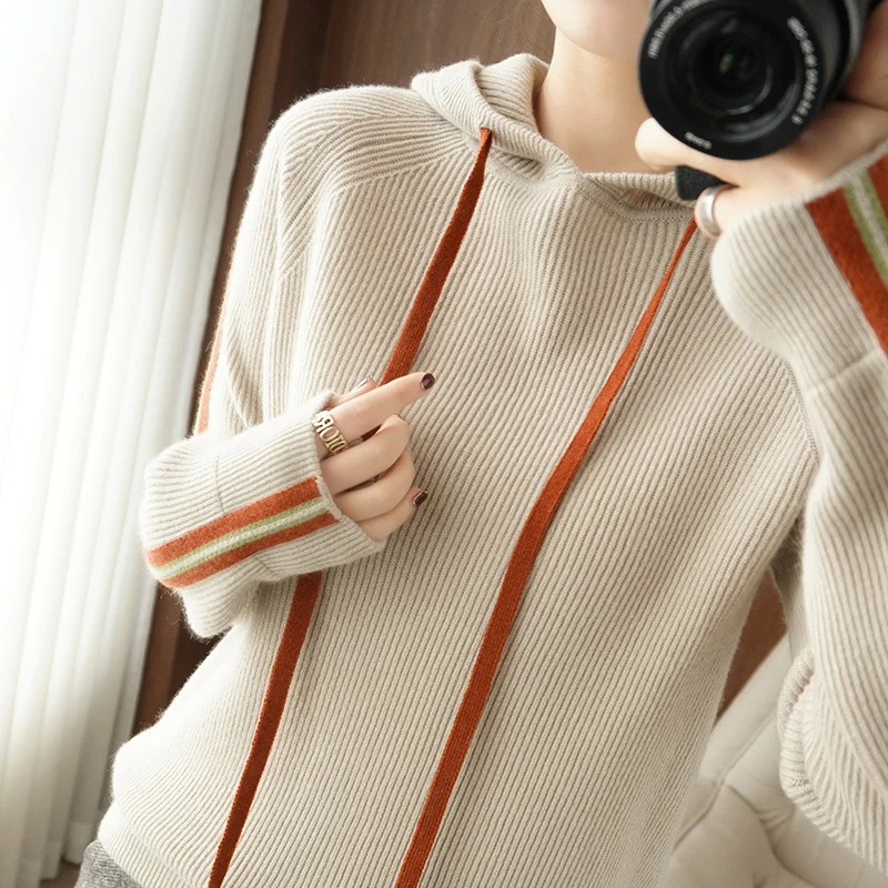 hooded Thickened 100% pure woolen hoodie women's autumn and winter new Korean casual knitting sweater
hooded Thickened 100% pure woolen hoodie women's autumn and winter new Korean casual knitting sweater