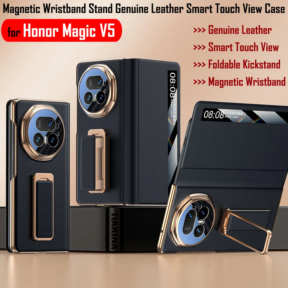 Magnetic Wristband Kickstand Funda for Honor Magic V5 Case for Honor Magic V5 Smart Touch View Genuine Leather Flip Case Cover
Magnetic Wristband Kickstand Funda for Honor Magic V5 Case for Honor Magic V5 Smart Touch View Genuine Leather Flip Case Cover