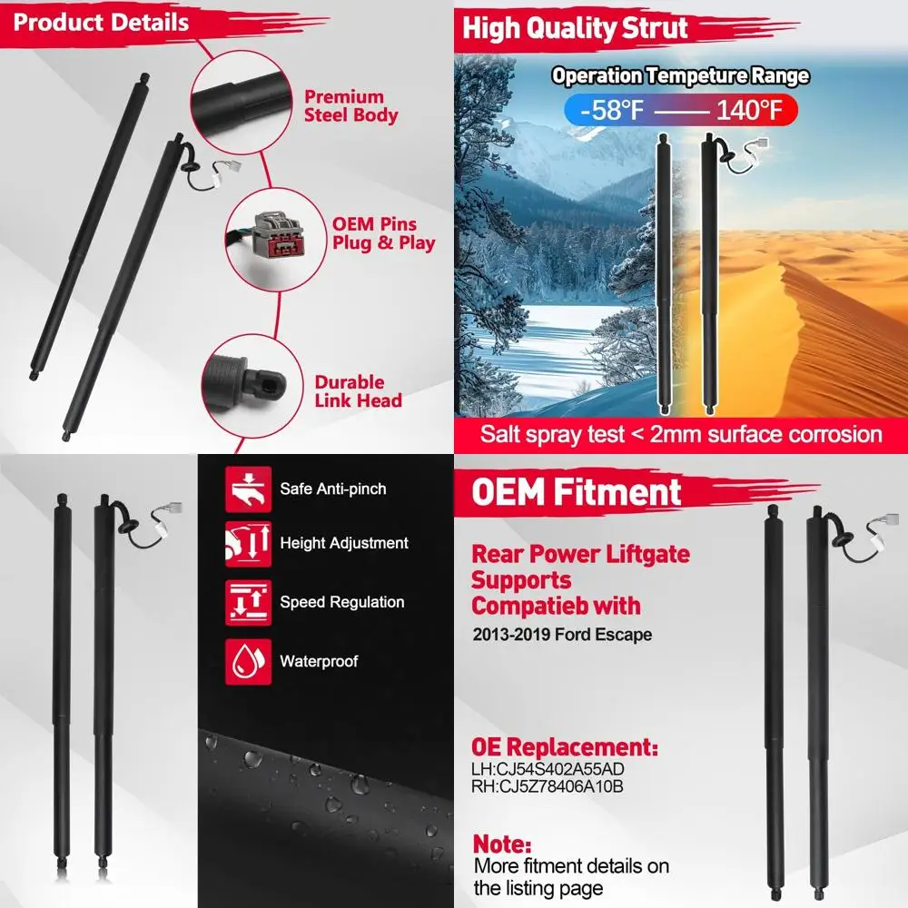 Амортизаторная стойка задней двери, совместимая с Ford Escape 2013-2019, пара электрических привода подъема задней двери заменяет O
Амортизаторная стойка задней двери, совместимая с Ford Escape 2013-2019, пара электрических привода подъема задней двери заменяет O