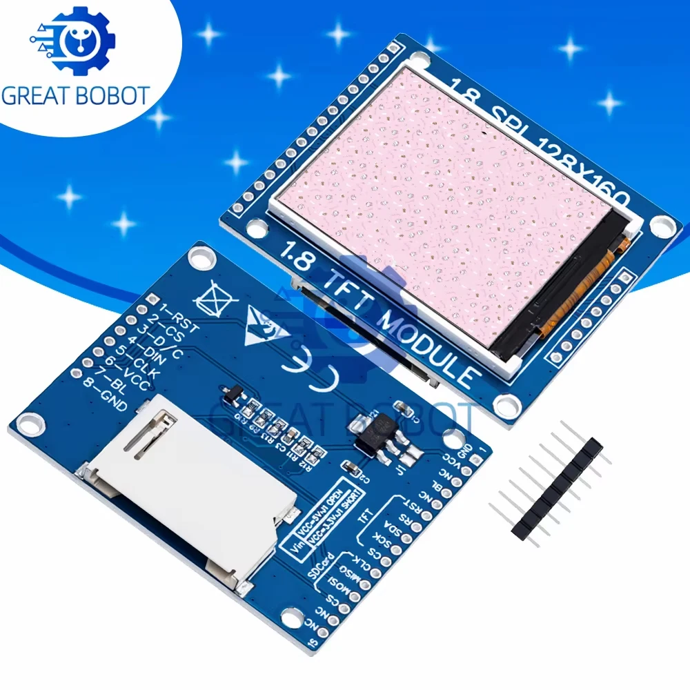 1.8 Inch Serial SPI TFT LCD Module Display PCB Adapter-128x160 Dot Matrix,3.3V/5V IO Interface, Compatible LCD1602 for Arduino