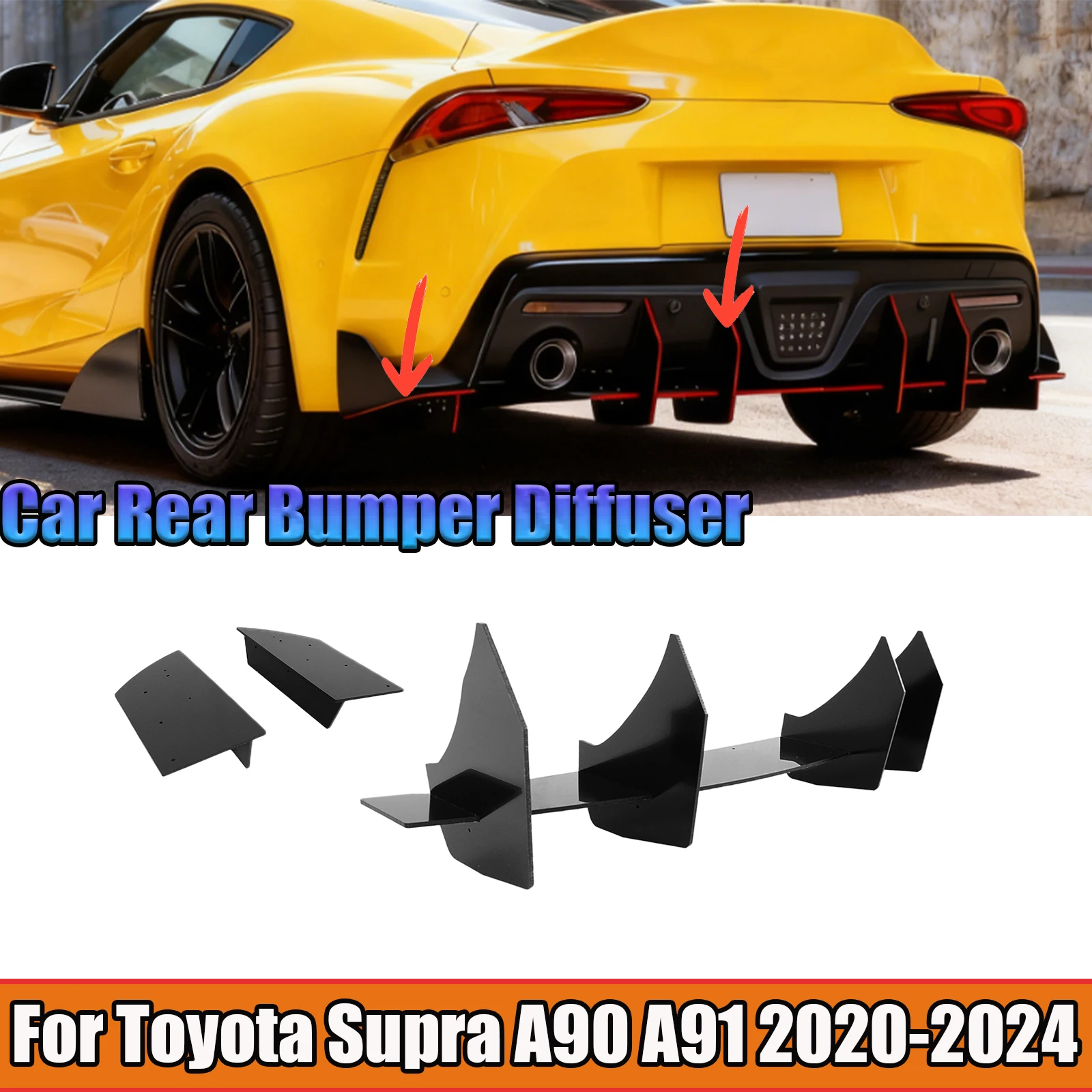 For Toyota supra A90 A91 2020 -2024 Rear Bumper Diffuser Splitter Accessories Parts Body Kit Spoiler Black/Black With Red Border
For Toyota supra A90 A91 2020 -2024 Rear Bumper Diffuser Splitter Accessories Parts Body Kit Spoiler Black/Black With Red Border