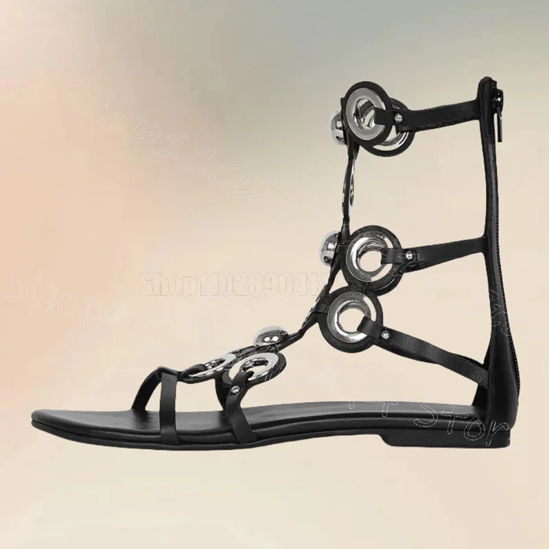 Metal Circle Black Hollow Design Sandals Boots Back Zipper Women Shoes Low Top Open Toe Party Banquet 2026 Zapatos Para Mujere
Metal Circle Black Hollow Design Sandals Boots Back Zipper Women Shoes Low Top Open Toe Party Banquet 2026 Zapatos Para Mujere