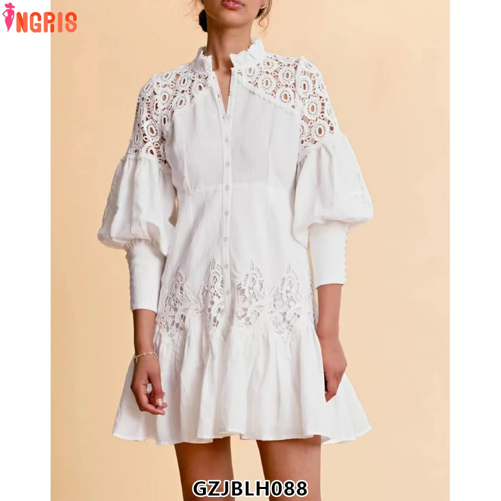 2025 Summer New Stand Collar Puff Sleeve Single Breasted Waist Hollow Short Dress Women-GZJBLH088
2025 Summer New Stand Collar Puff Sleeve Single Breasted Waist Hollow Short Dress Women-GZJBLH088