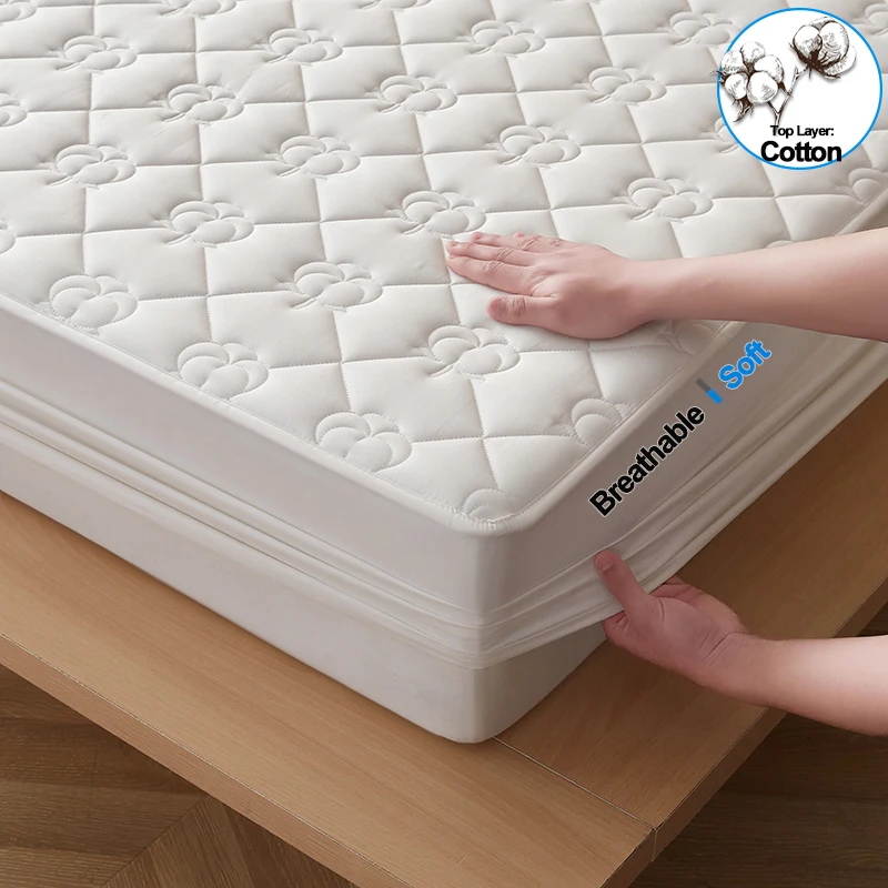 100% Cotton Top Quilted Mattress Cover Fitted Sheet, Antibacterial Thickened Silent Mattress Protector, Breathable Soft Non-Slip
100% Cotton Top Quilted Mattress Cover Fitted Sheet, Antibacterial Thickened Silent Mattress Protector, Breathable Soft Non-Slip
