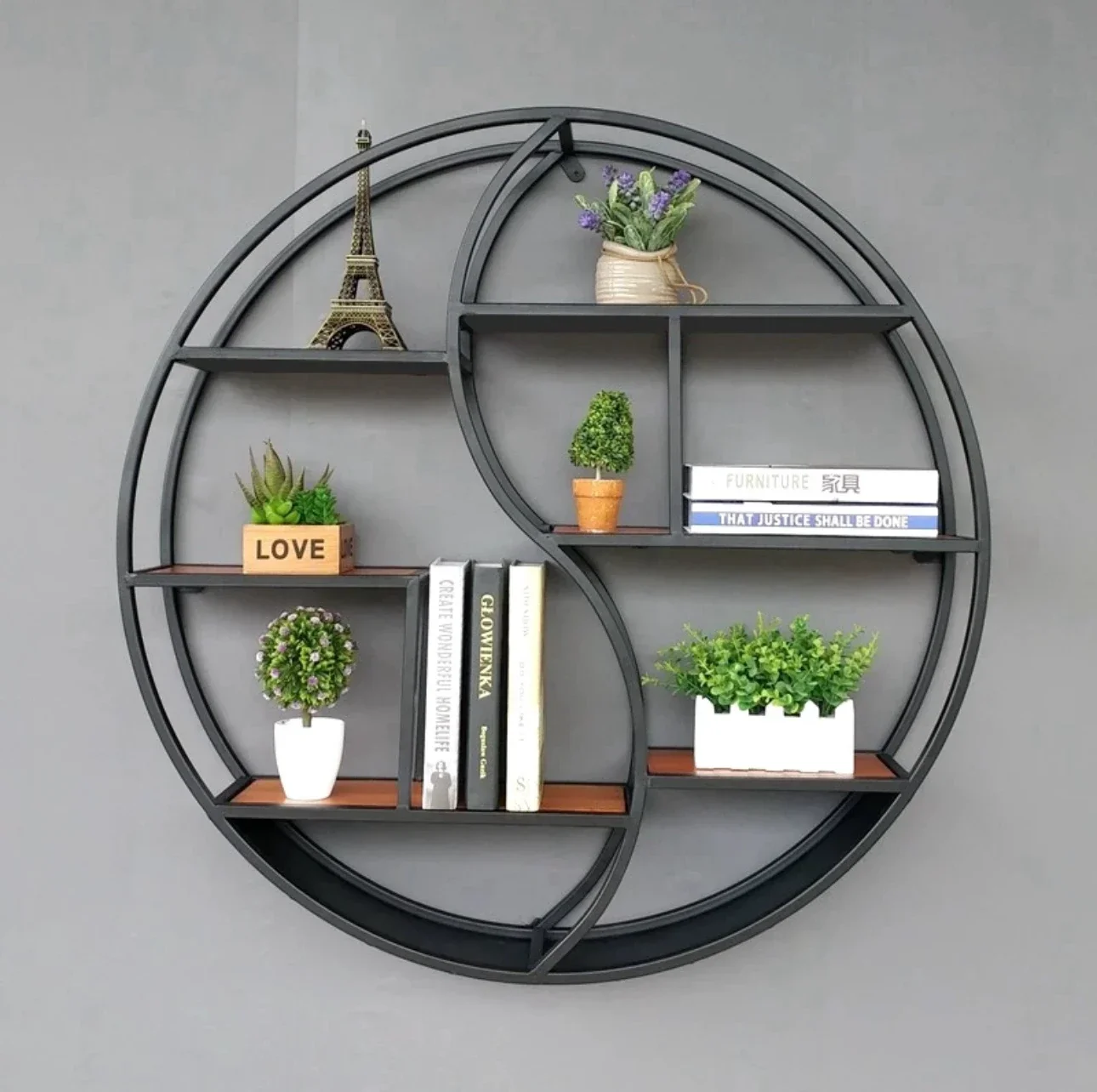 Nordic wrought iron shelf wall hanging living room TV background wall decoration storage bookshelf nail display shelf
Nordic wrought iron shelf wall hanging living room TV background wall decoration storage bookshelf nail display shelf