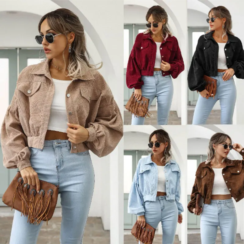Fashionable Short Coat For Women Summer 2025 New Lapel Corduroy Jacket Lantern Sleeves Single-Breasted Elegant Coats Female
Fashionable Short Coat For Women Summer 2025 New Lapel Corduroy Jacket Lantern Sleeves Single-Breasted Elegant Coats Female