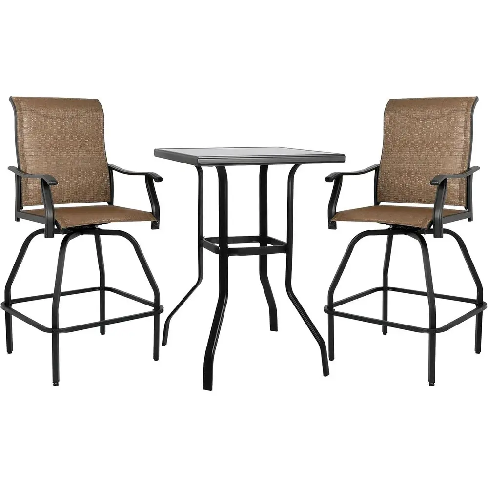 3-Piece Outdoor Swivel Bar Set with Textilene Fabric and All-Weather Stability
3-Piece Outdoor Swivel Bar Set with Textilene Fabric and All-Weather Stability