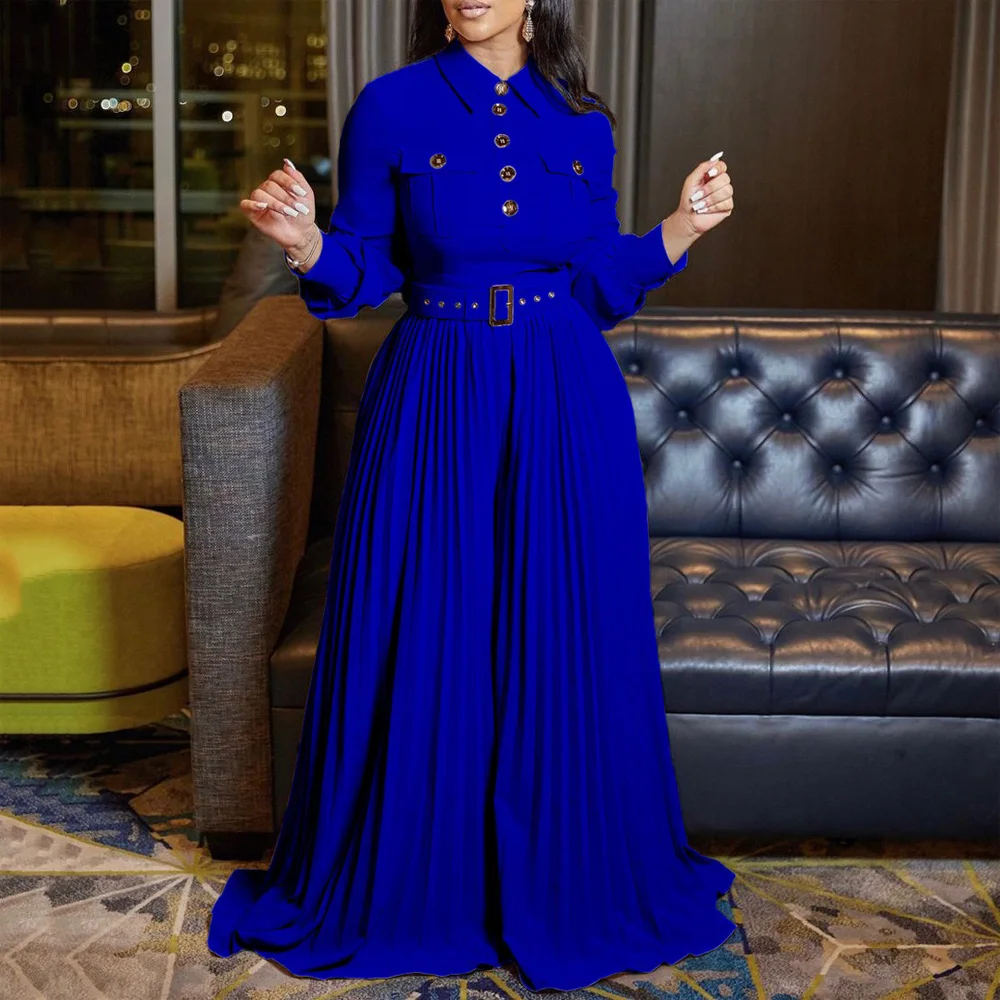 Luxury Pleated Jumpsuits & Rompers for Women Turn Down Collar Single Breasted Belt Waisted Floor Length Birthday Party Overalls
Luxury Pleated Jumpsuits & Rompers for Women Turn Down Collar Single Breasted Belt Waisted Floor Length Birthday Party Overalls