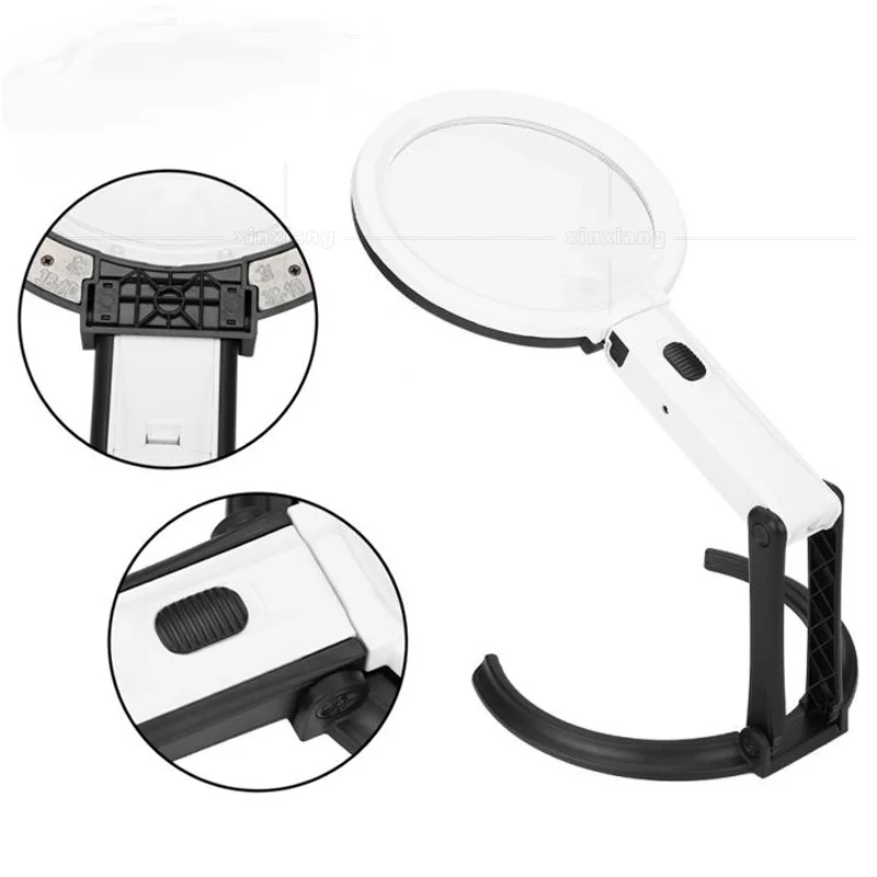 130Mm Loupe with 12 Led Lights, Magnifying Glass, Handheld Desktop Stand, Multi-Purpose Reading and Maintenance
130Mm Loupe with 12 Led Lights, Magnifying Glass, Handheld Desktop Stand, Multi-Purpose Reading and Maintenance
