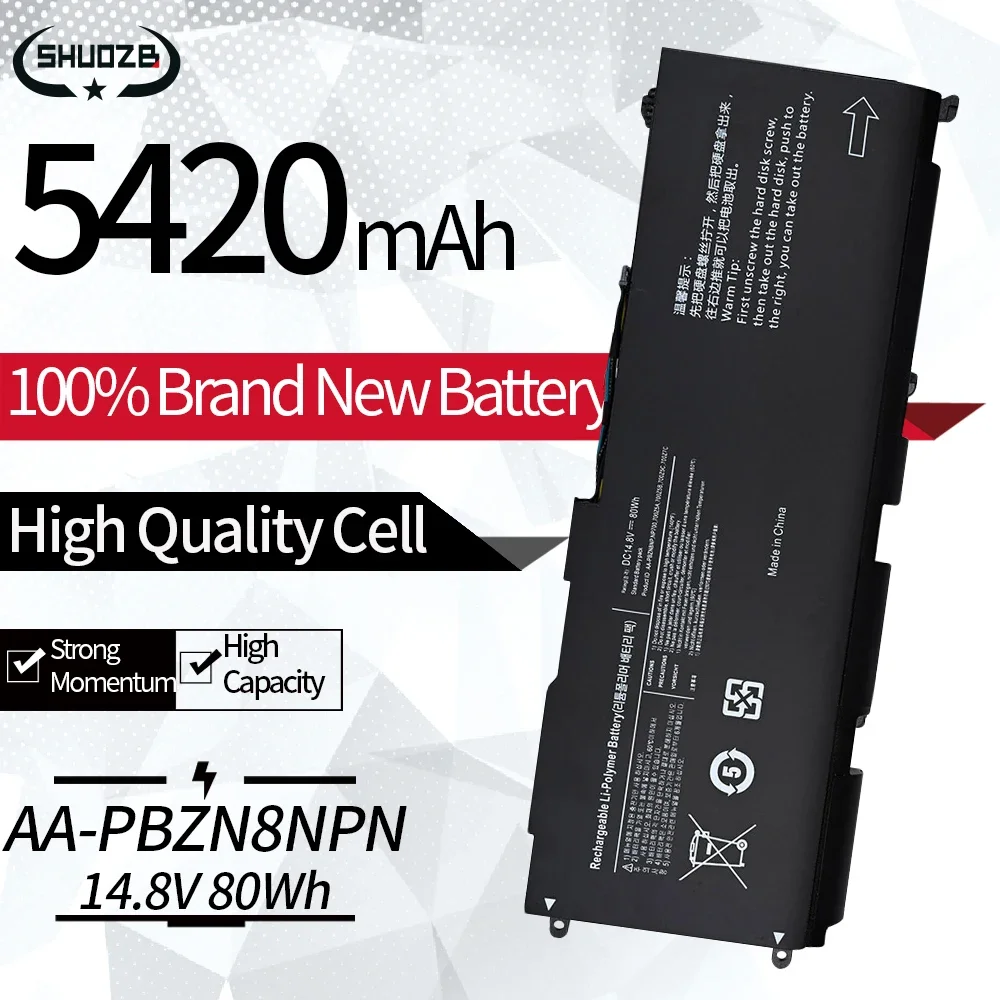 New AA-PBZN8NP Laptop Battery For Samsung 7 Np-700 700z Np700z7c Np700z5b NP700Z5C BA43-00318A 1588-3366 14.8V 80WH 5420mAh
New AA-PBZN8NP Laptop Battery For Samsung 7 Np-700 700z Np700z7c Np700z5b NP700Z5C BA43-00318A 1588-3366 14.8V 80WH 5420mAh