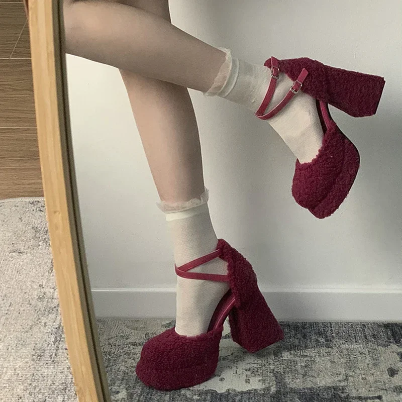 Women Pumps Shoes Fashion Shallow Cross Strap Shoes Designer Fur Ladies Elegant Square High Heel Street Style Shoes
Women Pumps Shoes Fashion Shallow Cross Strap Shoes Designer Fur Ladies Elegant Square High Heel Street Style Shoes