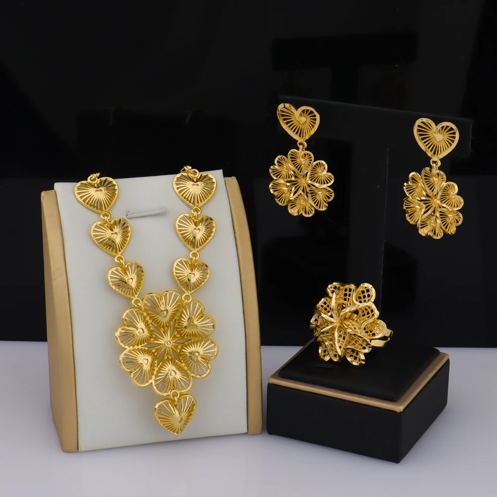 France Luxury Gold Color Jewelry For Women African Dubai Bridal Necklace Earrings Rings Set Wedding Party valentine day Gifts
France Luxury Gold Color Jewelry For Women African Dubai Bridal Necklace Earrings Rings Set Wedding Party valentine day Gifts