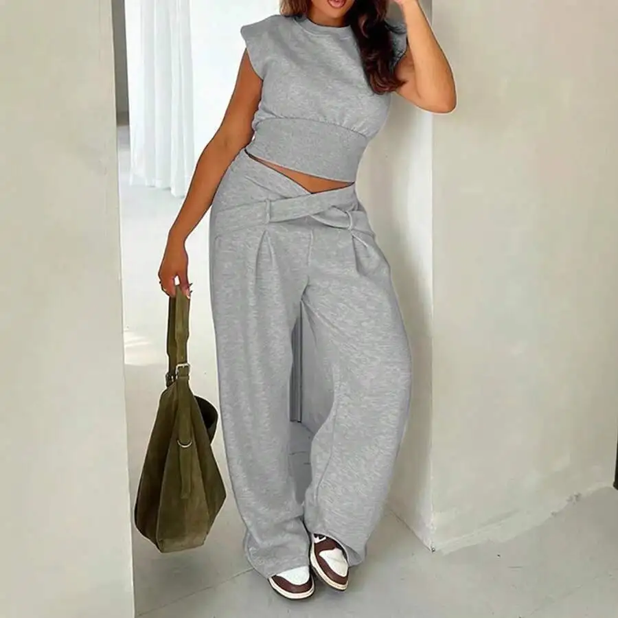 Autumn Winter Casual Women Two Piece Set Short Sleeve Crop Top Wide Leg Pants
Autumn Winter Casual Women Two Piece Set Short Sleeve Crop Top Wide Leg Pants
