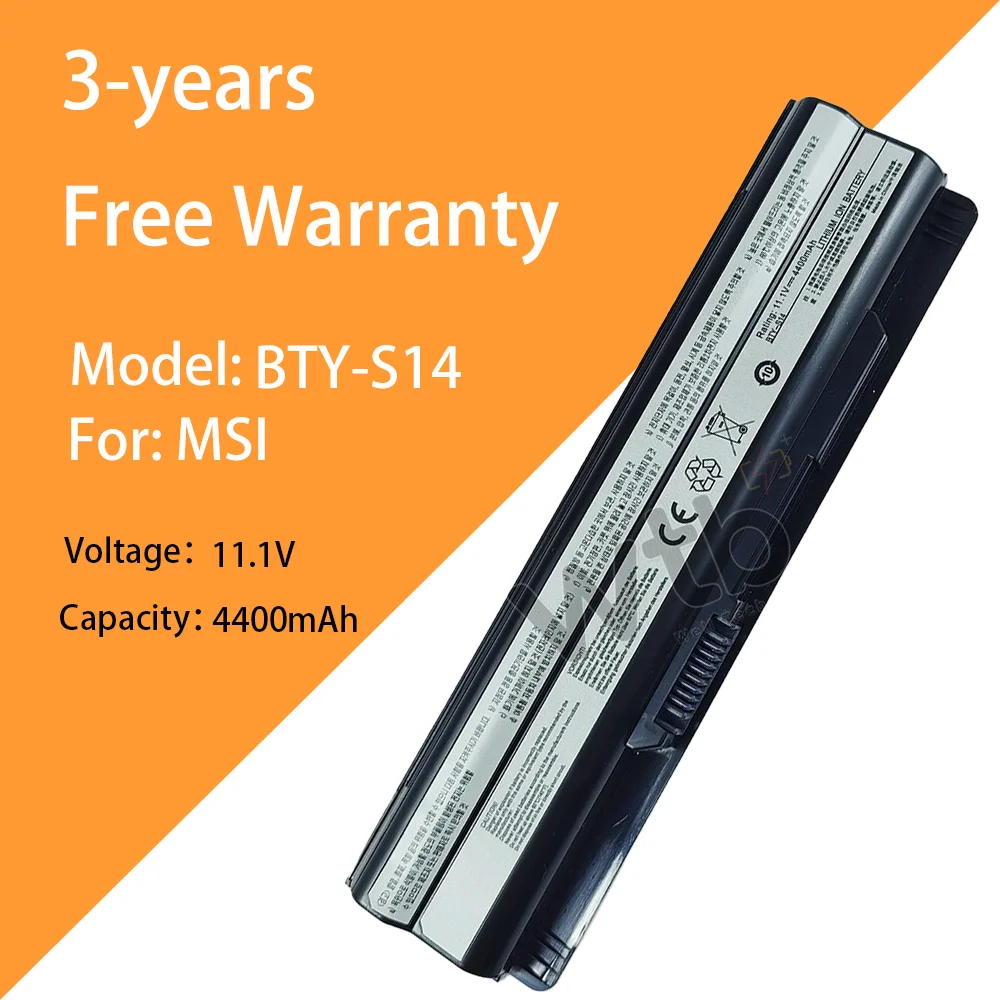 11.1V 4400mAh Laptop Battery BTY-S14 for MSI GE60 CR650 FR700 FR600 MS-16
11.1V 4400mAh Laptop Battery BTY-S14 for MSI GE60 CR650 FR700 FR600 MS-16