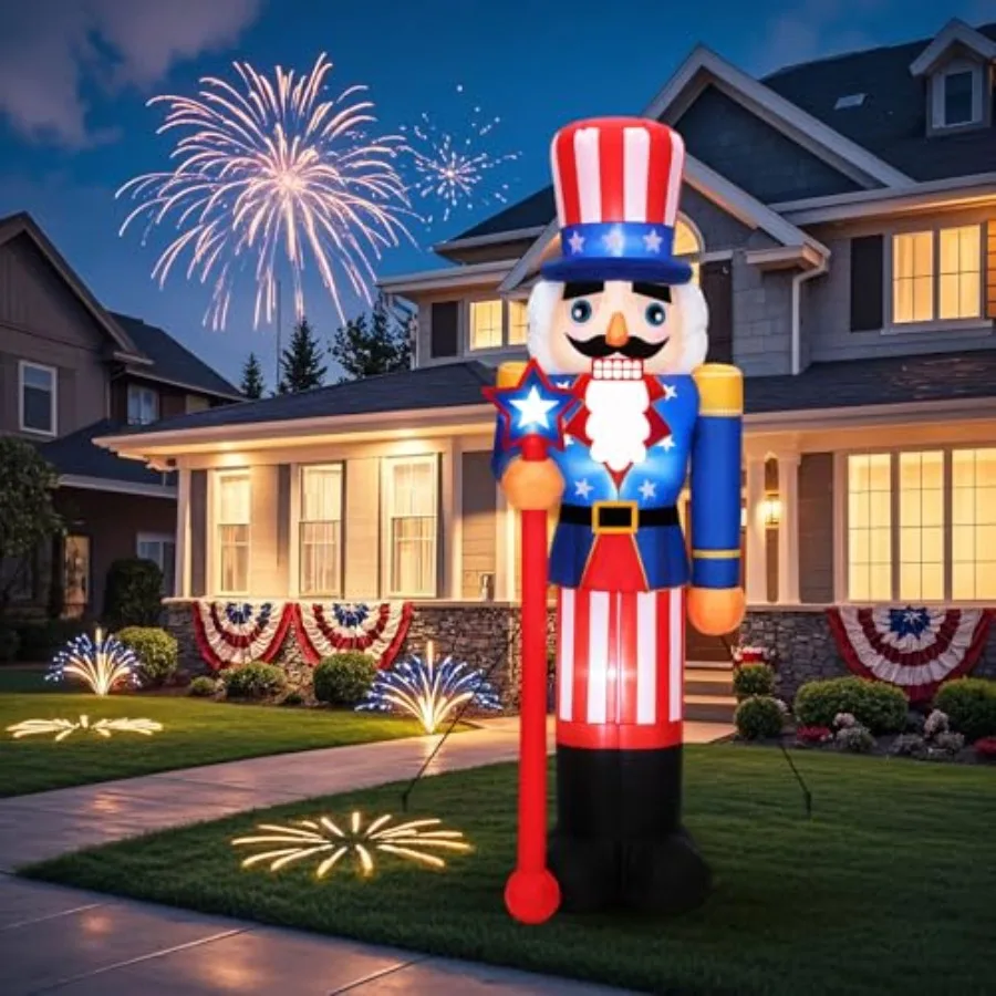 Outdoor 5 ft Independence Day inflatable nutcracker in red, white, and blue with built-in LEDs for yard, lawn, garden, and holi
Outdoor 5 ft Independence Day inflatable nutcracker in red, white, and blue with built-in LEDs for yard, lawn, garden, and holi
