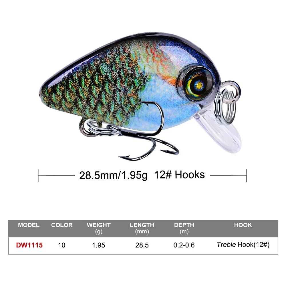 PROBEROS 1pcs Fishing Lure 1.95g 2.85cm Hard Artificial Swimbait Lure 10 Color Crankbait Fish Bait #12 Treble hook Minnow dw1115
PROBEROS 1pcs Fishing Lure 1.95g 2.85cm Hard Artificial Swimbait Lure 10 Color Crankbait Fish Bait #12 Treble hook Minnow dw1115