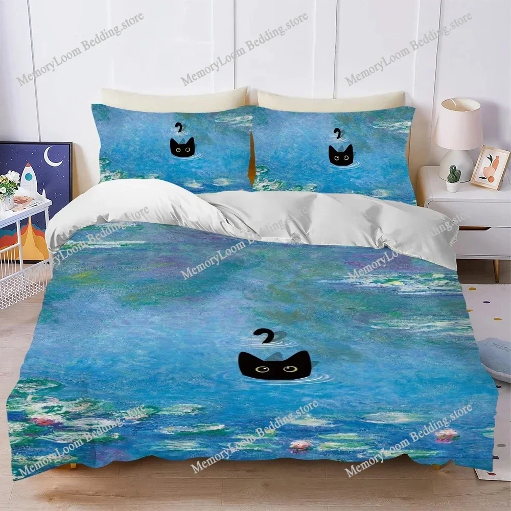Black cat art Claude Monet Duvet Cover Set Home Style Bedding Soft Laundry Cotton Bed Student Dormitory Gift Home Textileextile
Black cat art Claude Monet Duvet Cover Set Home Style Bedding Soft Laundry Cotton Bed Student Dormitory Gift Home Textileextile