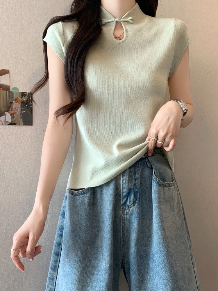 Short Ice Silk T-Shirt Women's Summer Fashion plus Size Micro Plump MM Slimming New Chinese Style Button up Top National Styl...
Short Ice Silk T-Shirt Women's Summer Fashion plus Size Micro Plump MM Slimming New Chinese Style Button up Top National Styl...